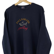 Load image into Gallery viewer, Paul and Shark Navy Embroidered Logo Crew Neck Sweater - Extra Large (XL) PTP 23.25"