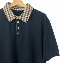 Load image into Gallery viewer, Aquascutum Navy / Check Collar Short Sleeved Polo - Extra Large (XL) PTP 22.5"