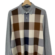Load image into Gallery viewer, Aquascutum Grey / Block Check Long Sleeved Polo - Medium (M) PTP 22"