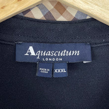 Load image into Gallery viewer, Aquascutum Navy / House Check Short Sleeved Polo - Triple Extra Large (XXXL) PTP 26"
