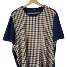 Load image into Gallery viewer, Aquascutum Navy / House Check Short Sleeved T-Shirt - Large (L) PTP 22.5"