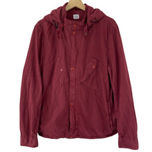 Load image into Gallery viewer, C.P Company Burgundy Goggle Hooded Overshirt - Large (L) PTP 22.75"