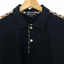 Load image into Gallery viewer, Aquascutum Navy / Check Short Sleeved Polo - Small (S) PTP 19.5"