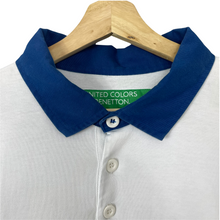 Load image into Gallery viewer, Benetton White / Blue Long Sleeved Rugby Shirt - Double Extra Large (XXL) PTP 25"