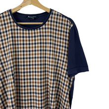 Load image into Gallery viewer, Aquascutum Navy / House Check Short Sleeved T-Shirt - Large (L) PTP 22.5"
