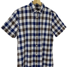 Load image into Gallery viewer, Aquascutum Block Check Short Sleeved Shirt - Small (S) PTP 20"