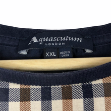 Load image into Gallery viewer, Aquascutum Navy / Check Short Sleeved T-Shirt - Double Extra Large (XXL) PTP 25.5"