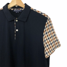 Load image into Gallery viewer, Aquascutum Navy / Check Short Sleeved Polo - Small (S) PTP 19.5"