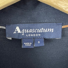 Load image into Gallery viewer, Aquascutum Navy / Block Check Long Sleeved Polo - Small (S) PTP 21.5"