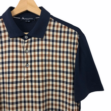 Load image into Gallery viewer, Aquascutum Navy / Check Short Sleeved Polo - Small (S) PTP 20.75"