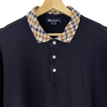 Load image into Gallery viewer, Aquascutum Navy / House Check Short Sleeved Polo - Triple Extra Large (XXXL) PTP 26"
