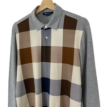 Load image into Gallery viewer, Aquascutum Grey / Block Check Long Sleeved Polo - Medium (M) PTP 22"