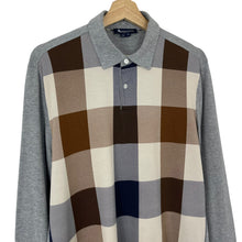 Load image into Gallery viewer, Aquascutum Grey / Block Check Long Sleeved Polo - Medium (M) PTP 22"