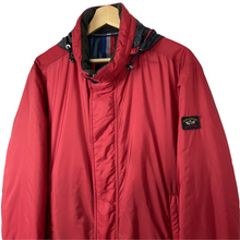 Load image into Gallery viewer, Paul and Shark Red Hooded Shimmer Jacket - Large (L) PTP 24.75"