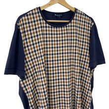 Load image into Gallery viewer, Aquascutum Navy / House Check Short Sleeved T-Shirt - Large (L) PTP 22.5"