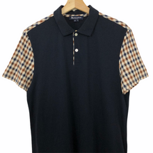 Load image into Gallery viewer, Aquascutum Navy / Check Short Sleeved Polo - Small (S) PTP 19.5"