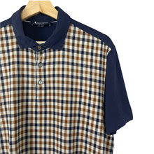 Load image into Gallery viewer, Aquascutum Navy / Check Short Sleeved Polo - Medium (M) PTP 21.5"
