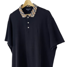Load image into Gallery viewer, Aquascutum Navy / House Check Short Sleeved Polo - Triple Extra Large (XXXL) PTP 26"
