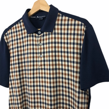 Load image into Gallery viewer, Aquascutum Navy / Check Short Sleeved Polo - Small (S) PTP 20.75"
