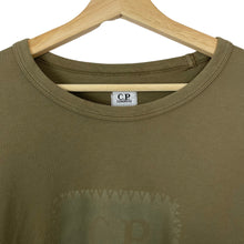 Load image into Gallery viewer, C.P Company Khaki Green Crew Neck Logo Sweater - Extra Large (XL) PTP 23"