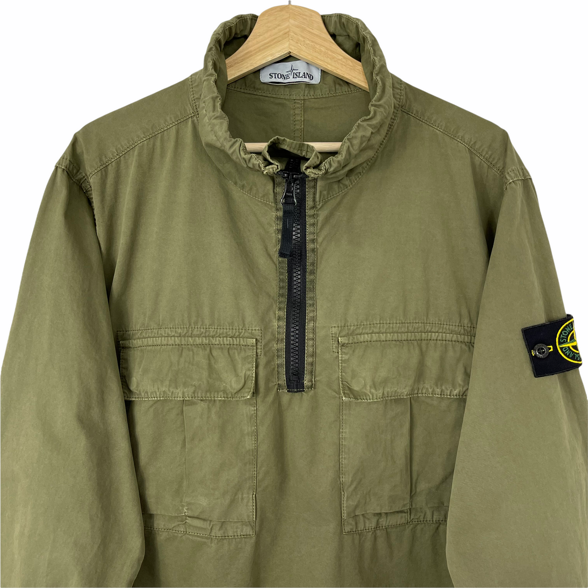 Stone Island Khaki Half Zip Pullover Smock Large L PTP 25.25