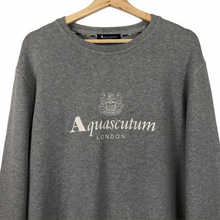 Load image into Gallery viewer, Aquascutum Grey Crew Neck Logo Sweater - Double Extra Large (XXL) PTP 24.25"