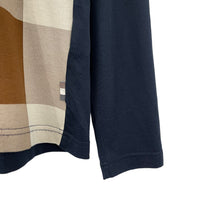 Load image into Gallery viewer, Aquascutum Navy / Block Check Long Sleeved Polo - Small (S) PTP 21.5"