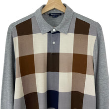 Load image into Gallery viewer, Aquascutum Grey / Block Check Long Sleeved Polo - Medium (M) PTP 22"