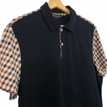 Load image into Gallery viewer, Aquascutum Navy / Check Short Sleeved Polo - Medium (M) PTP 20.25"