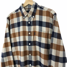 Load image into Gallery viewer, Aquascutum Flannel Block Check Long Sleeved Shirt - Large (L) PTP 21.25"