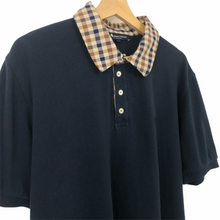 Load image into Gallery viewer, Aquascutum Navy / Check Collar Short Sleeved Polo - Extra Large (XL) PTP 22.5"