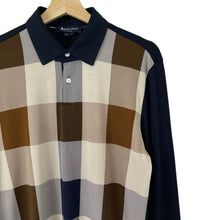 Load image into Gallery viewer, Aquascutum Navy / Block Check Long Sleeved Polo - Small (S) PTP 21.5"