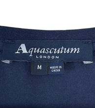 Load image into Gallery viewer, Aquascutum Navy / House Check Short Sleeved T-Shirt - Medium (M) PTP 21"