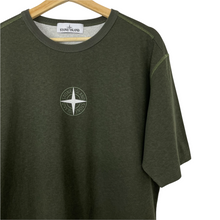 Load image into Gallery viewer, Stone Island Olive Short Sleeved Logo T-Shirt - Large (L) PTP 22.5"