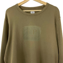Load image into Gallery viewer, C.P Company Khaki Green Crew Neck Logo Sweater - Extra Large (XL) PTP 23"