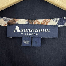 Load image into Gallery viewer, Aquascutum Navy / House Check Short Sleeved Polo - Large (L) PTP 21.5"