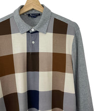 Load image into Gallery viewer, Aquascutum Grey / Block Check Long Sleeved Polo - Medium (M) PTP 22"