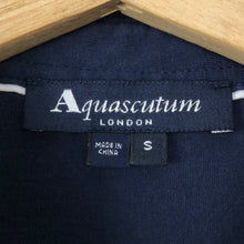 Load image into Gallery viewer, Aquascutum Navy / Check Short Sleeved Polo - Small (S) PTP 19.5"