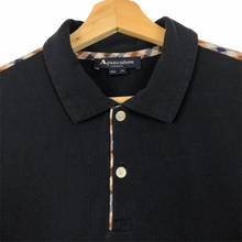 Load image into Gallery viewer, Aquascutum Navy / Check Short Sleeved Polo - Medium (M) PTP 20.25"