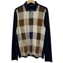 Load image into Gallery viewer, Aquascutum Navy / Block Check Long Sleeved Polo - Small (S) PTP 21.5"