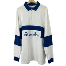 Load image into Gallery viewer, Benetton White / Blue Long Sleeved Rugby Shirt - Double Extra Large (XXL) PTP 25"