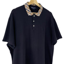 Load image into Gallery viewer, Aquascutum Navy / House Check Short Sleeved Polo - Triple Extra Large (XXXL) PTP 26"