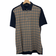 Load image into Gallery viewer, Aquascutum Navy / Check Short Sleeved Polo - Small (S) PTP 20.75"