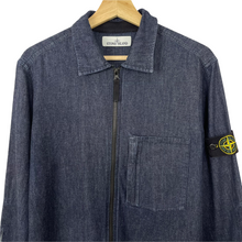 Load image into Gallery viewer, Stone Island Navy Blue Denim Full Zip Pocket Overshirt - Large (L) PTP 21"