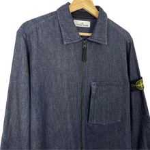 Load image into Gallery viewer, Stone Island Navy Blue Denim Full Zip Pocket Overshirt - Large (L) PTP 21"