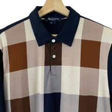 Load image into Gallery viewer, Aquascutum Navy / Block Check Short Sleeved Polo - Large (L) PTP 21.5"