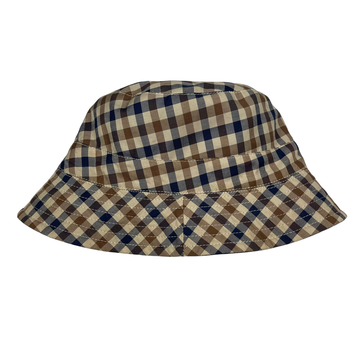 Aquascutum House Check Navy Reversible Bucket Hat One Size