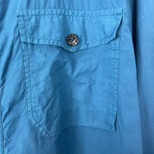 Load image into Gallery viewer, Stone Island Blue Button Up Hooded Overshirt - Medium (M) PTP 21.75"