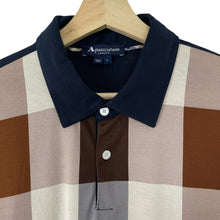Load image into Gallery viewer, Aquascutum Navy / Block Check Short Sleeved Polo - Large (L) PTP 21.5"