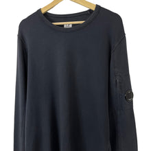 Load image into Gallery viewer, C.P Company Navy Crew Neck Lens Sweater - Medium (M) PTP 21.75"